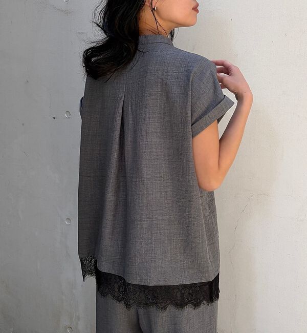 Rouge vif「【2点セット/WEB限定】カルゼヴィンテージセットアップ/スキッパー裾レースブラ」|シャツ・ブラウス|