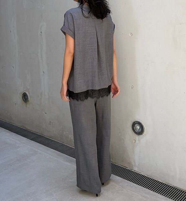 Rouge vif「【2点セット/WEB限定】カルゼヴィンテージセットアップ/スキッパー裾レースブラ」|シャツ・ブラウス|