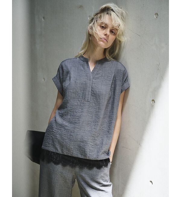 Rouge vif「【2点セット/WEB限定】カルゼヴィンテージセットアップ/スキッパー裾レースブラ」|シャツ・ブラウス|