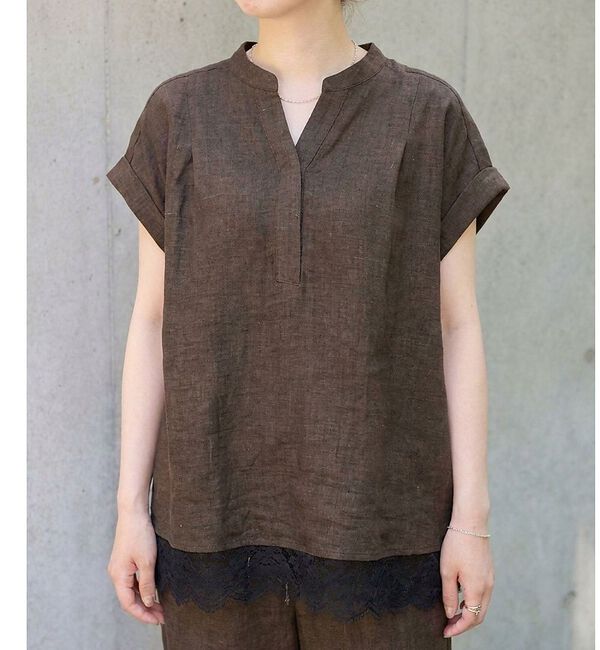 Rouge vif「【2点セット/WEB限定】カルゼヴィンテージセットアップ/スキッパー裾レースブラ」|シャツ・ブラウス|