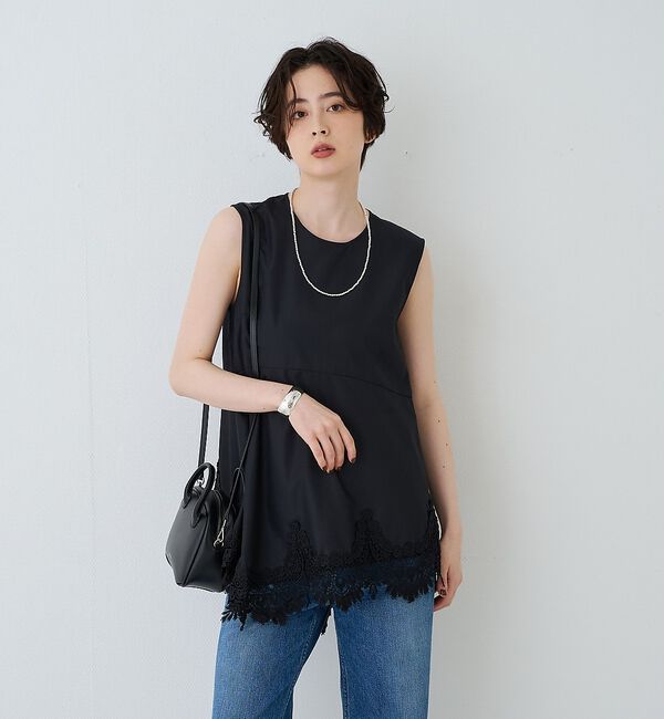 Rouge vif「ランダムヘム裾レースノースリーブブラウス」|シャツ・ブラウス|