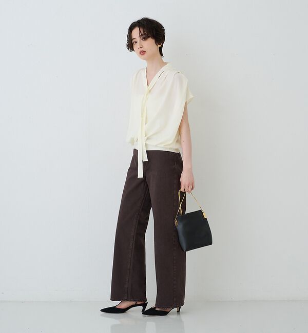 Rouge vif「タイ付きドレープタックVネックブラウス」|シャツ・ブラウス|