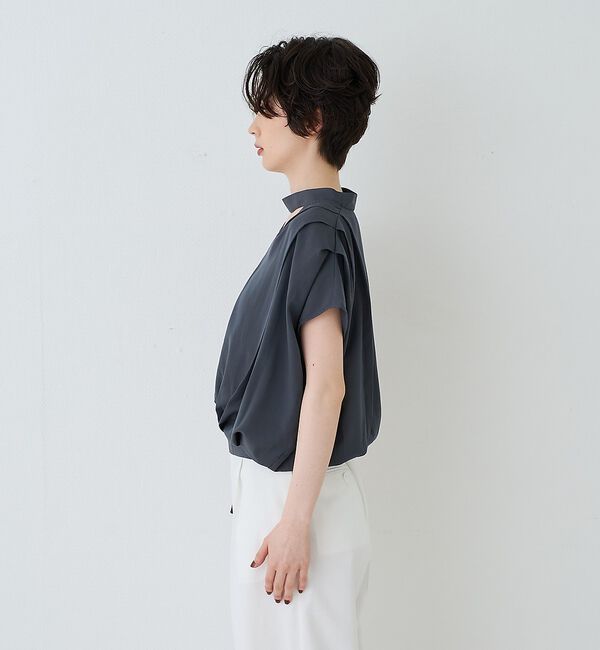 Rouge vif「タイ付きドレープタックVネックブラウス」|シャツ・ブラウス|