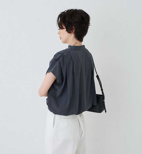 Rouge vif「タイ付きドレープタックVネックブラウス」|シャツ・ブラウス|