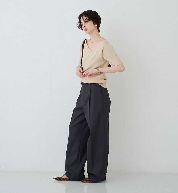 Rouge vif「【一部店舗 / WEB限定】ハーフスリーブドレープリブニット」|ニット・セーター|
