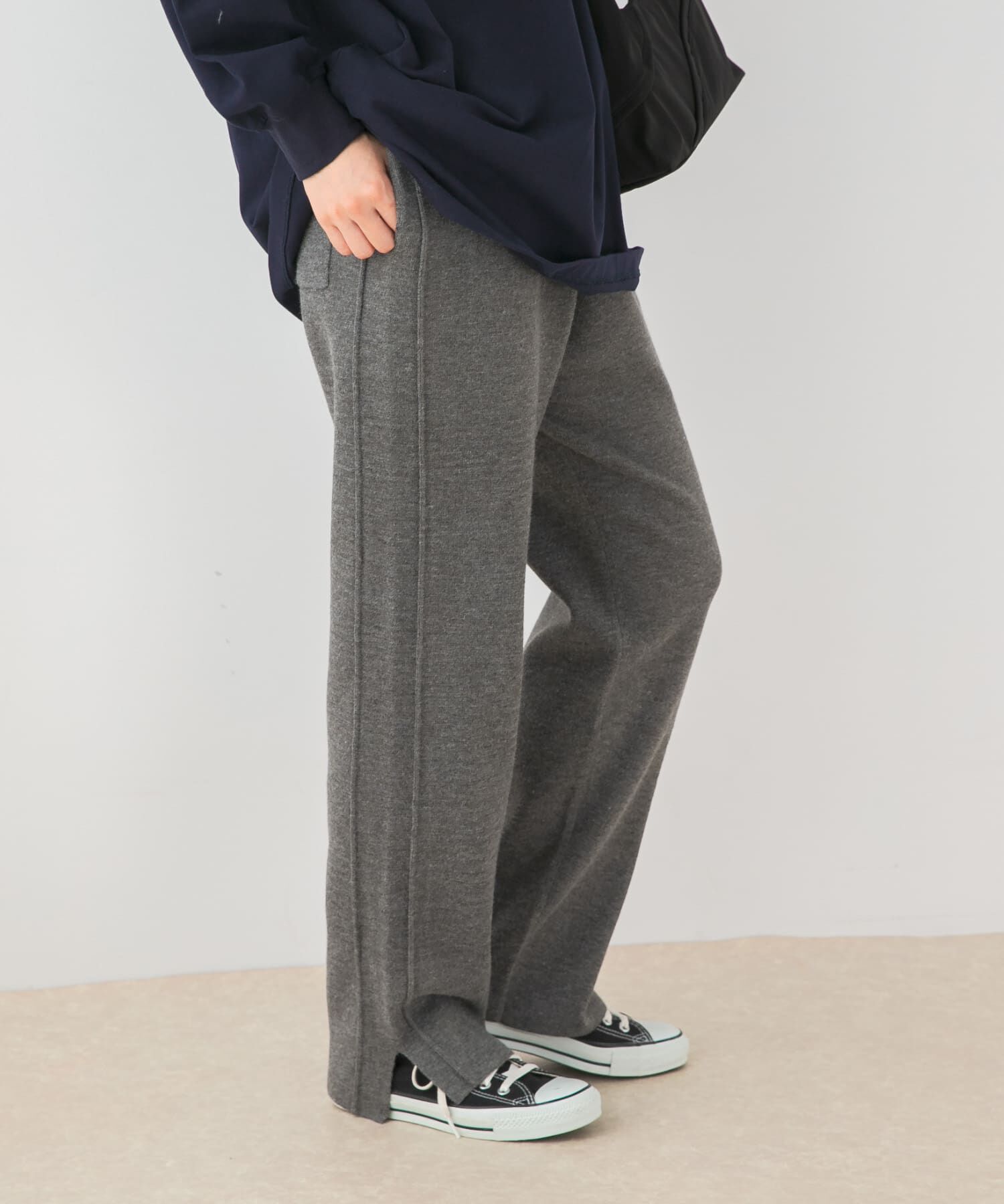 URBAN RESEARCH ROSSO「F by ROSSO　ウォッシャブル抗ピルニットパンツ」|その他|チャコールグレー