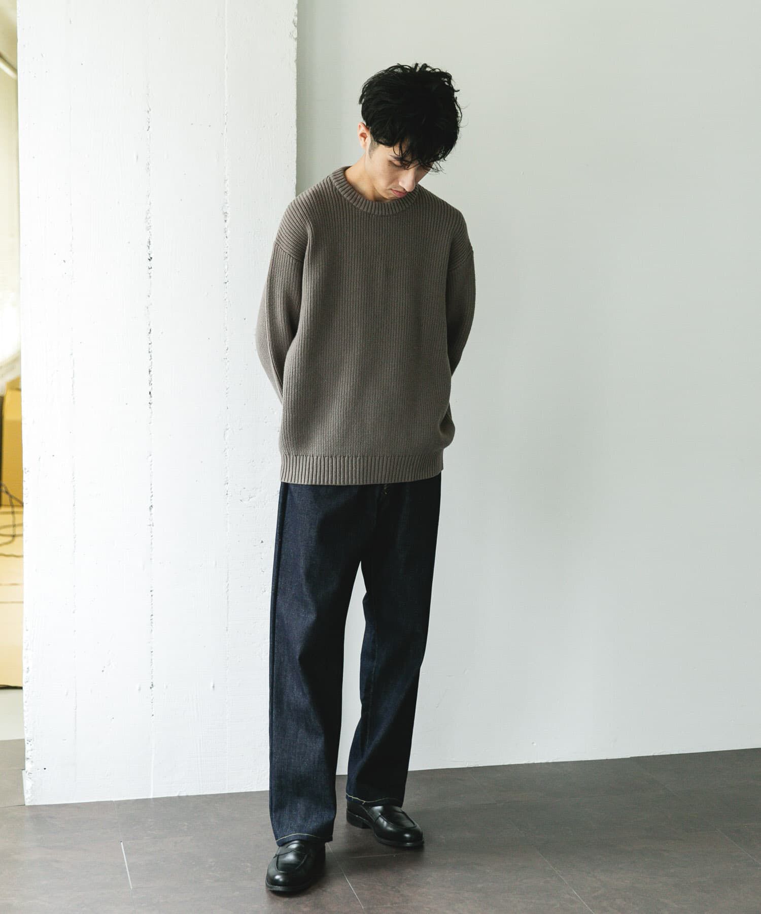 URBAN RESEARCH DOORS「畦ニット クルーネックプルオーバー」|ニット・セーター|