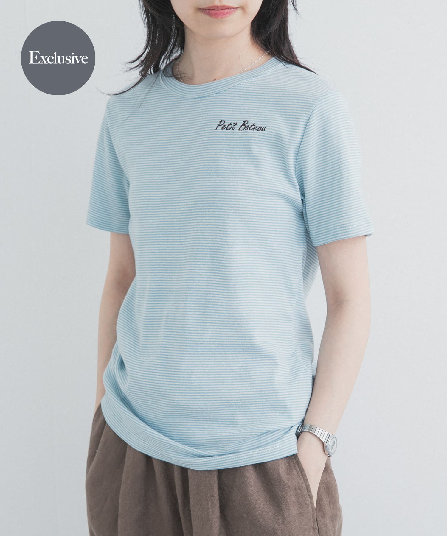 URBAN RESEARCH DOORS「『別注』PETIT BATEAU&times;DOORS　EMBROIDERYT-SHIRTSCUST」|Tシャツ・カットソー|ライトブルー