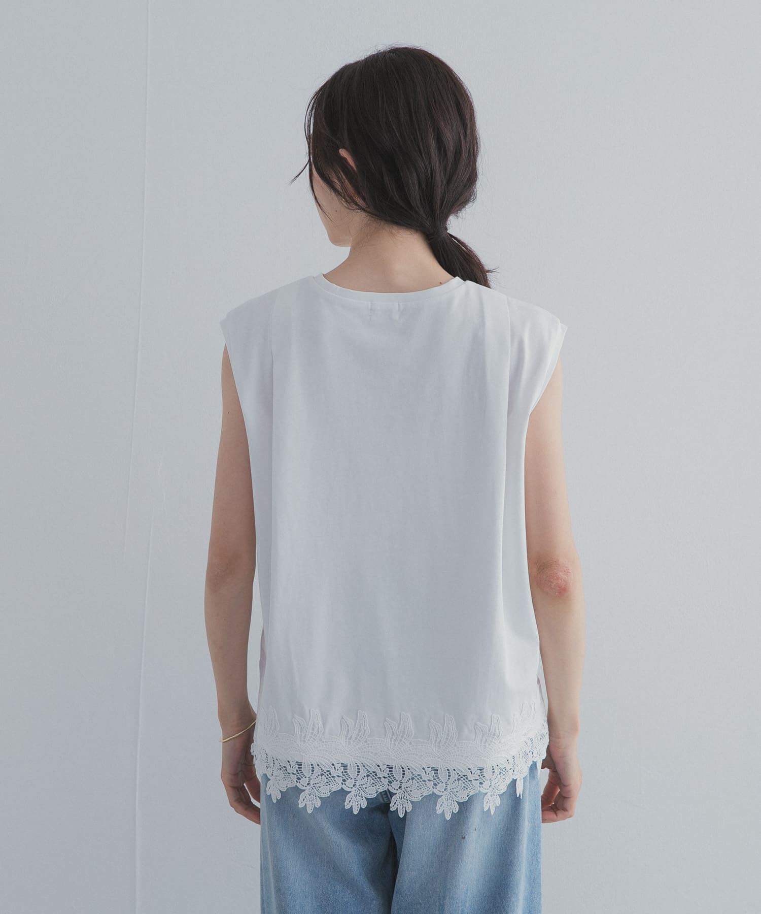 URBAN RESEARCH DOORS「裾レースノースリーブプルオーバー」|Tシャツ・カットソー|