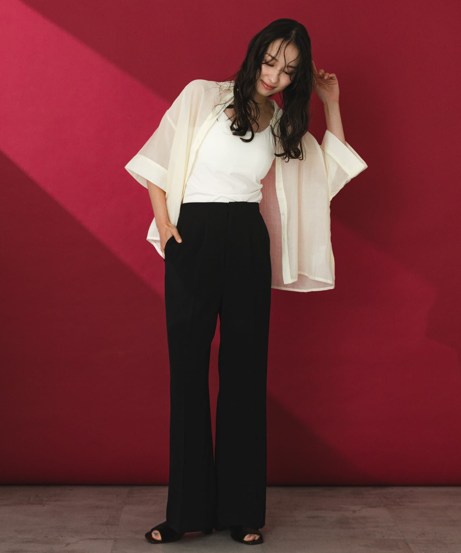 SENSE OF PLACE by URBAN RESEARCH「『UR TECH DRYLUXE』リネンライクワイドパンツ」|その他|