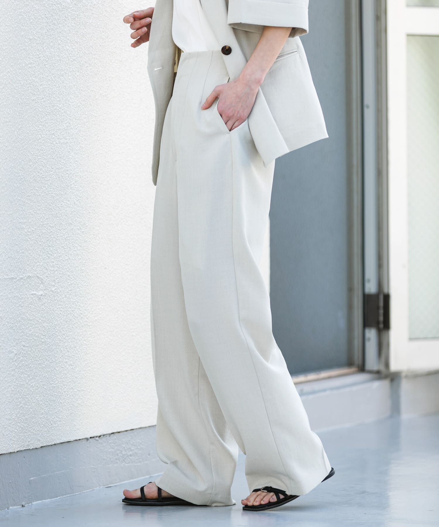 SENSE OF PLACE by URBAN RESEARCH「『UR TECH DRYLUXE』リネンライクワイドパンツ」|その他|