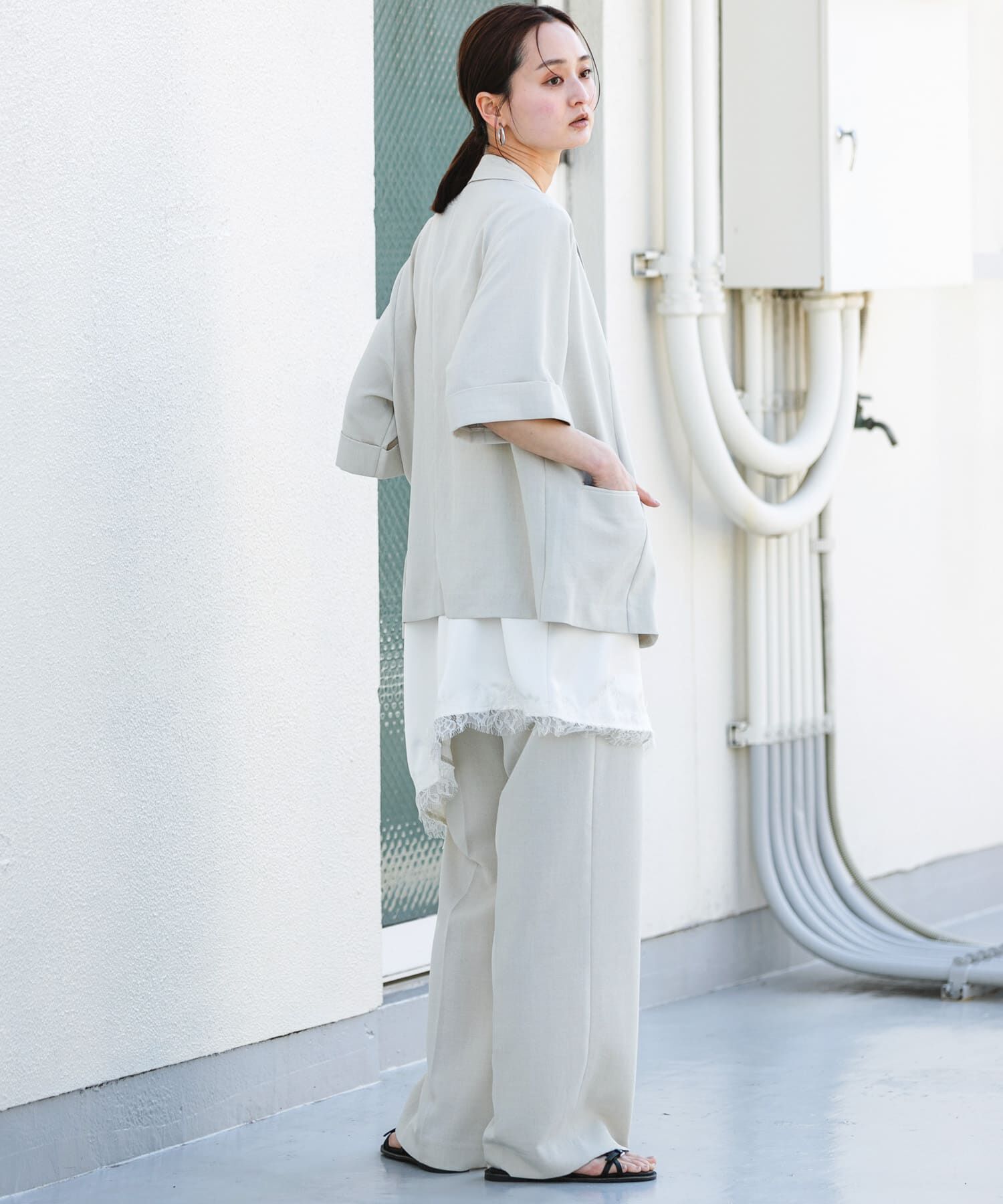 SENSE OF PLACE by URBAN RESEARCH「『UR TECH DRYLUXE』リネンライクワイドパンツ」|その他|