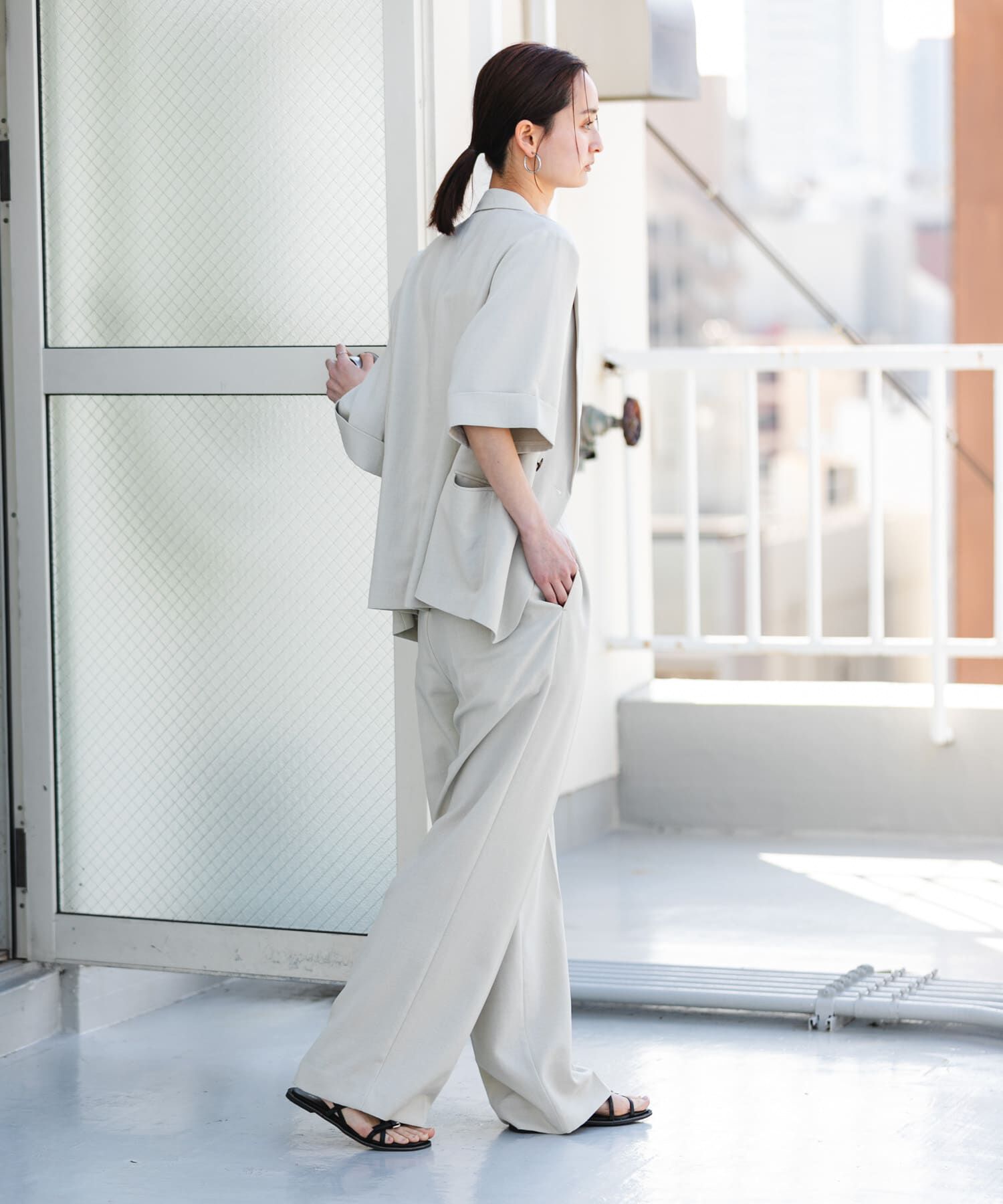 SENSE OF PLACE by URBAN RESEARCH「『UR TECH DRYLUXE』リネンライクワイドパンツ」|その他|