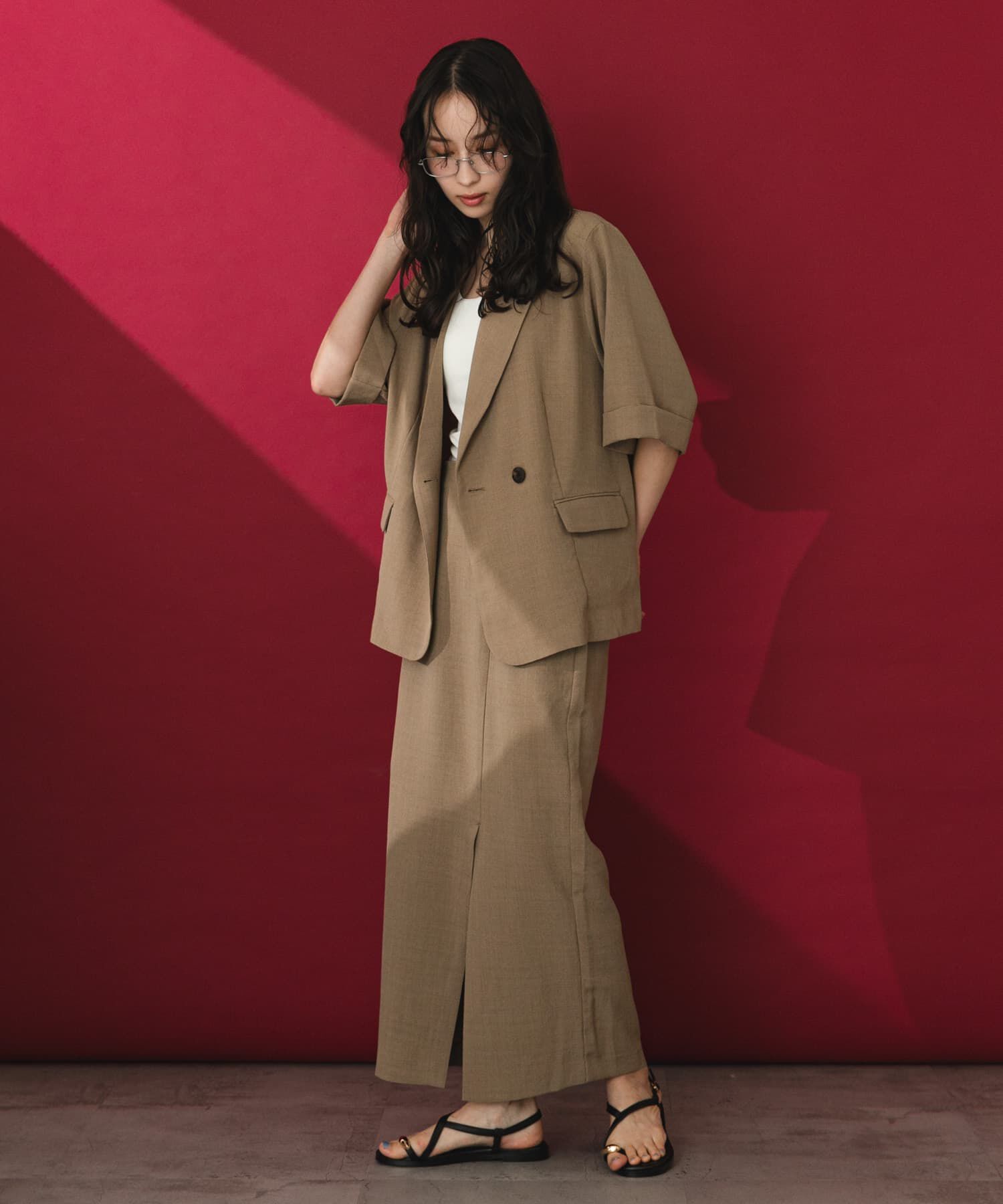 SENSE OF PLACE by URBAN RESEARCH「『UR TECH DRYLUXE』リネンライクスリットタイトスカート」|スカート|