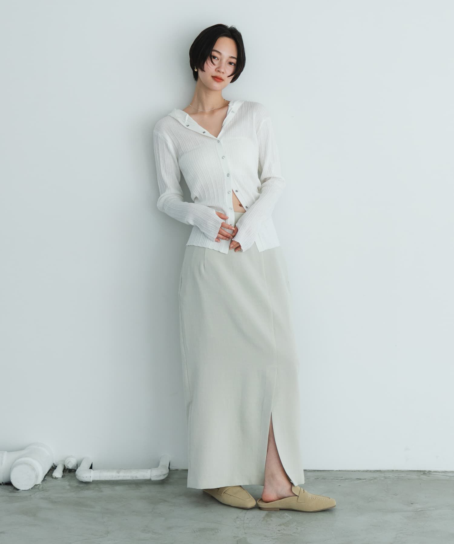 SENSE OF PLACE by URBAN RESEARCH「『UR TECH DRYLUXE』リネンライクスリットタイトスカート」|スカート|
