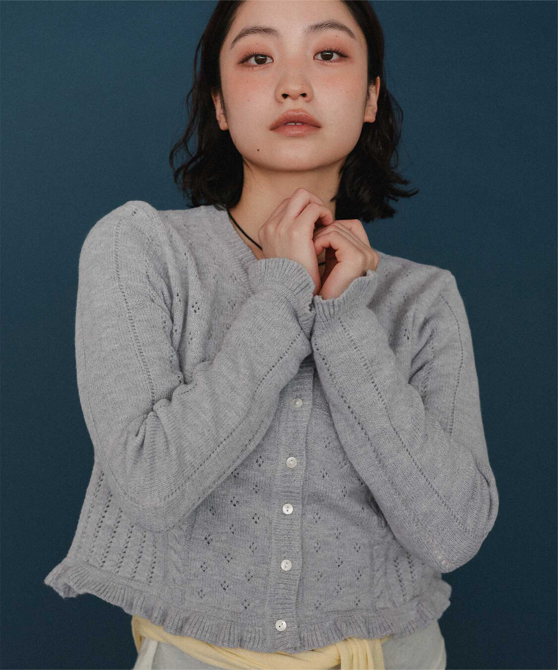 miette「アイレット柄Vネックショートニットカーディガン」|ニット・セーター|