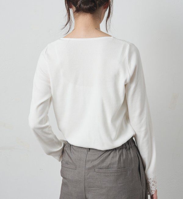  「襟袖レースリブロングスリーブカットソー」|Tシャツ・カットソー|