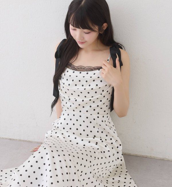  「【WEB限定】マイナス5kg見え/肩リボンドレープロングワンピース」|ワンピース|