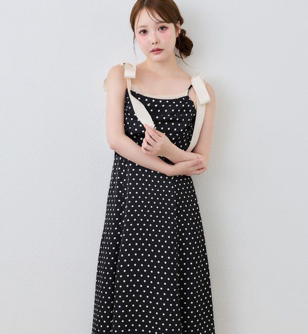  「【WEB限定】マイナス5kg見え/肩リボンドレープロングワンピース」|ワンピース|