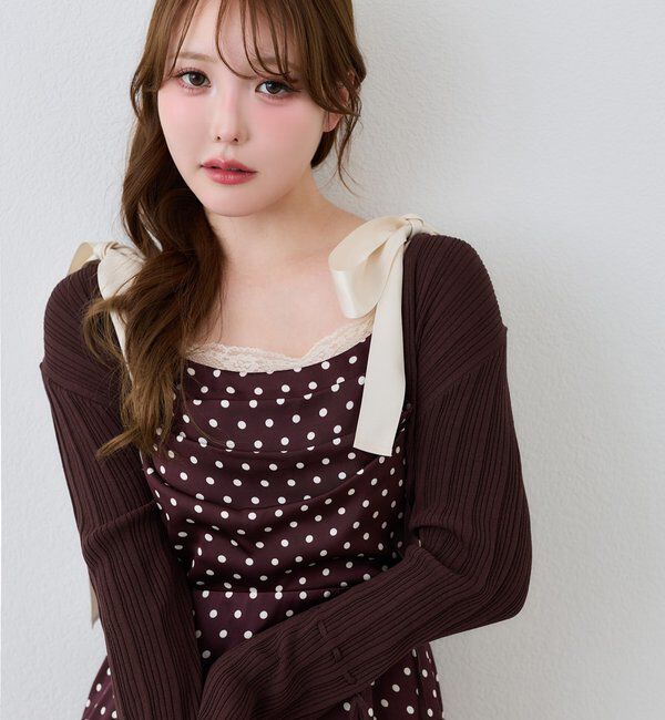  「【WEB限定】マイナス5kg見え/肩リボンドレープロングワンピース」|ワンピース|