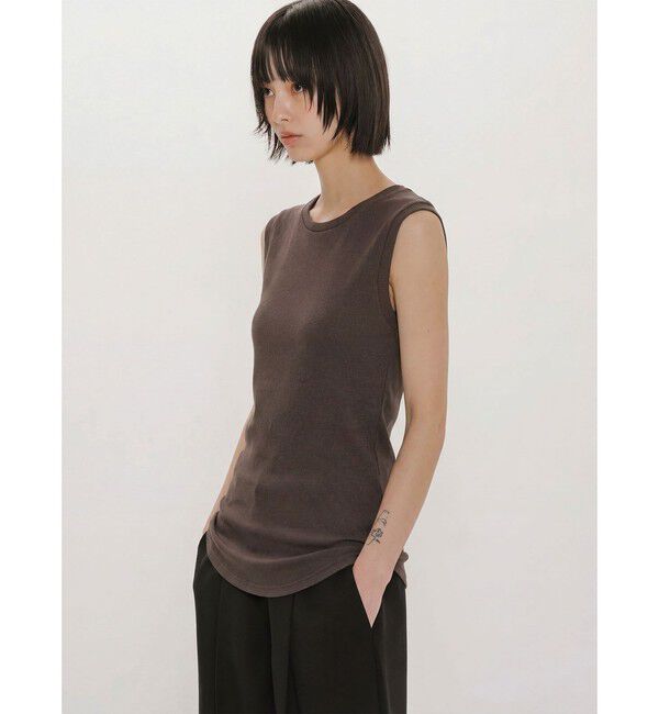 MIDIUMISOLID「MIDIUMISOLID for Ladies リブタンクトップ」|Tシャツ・カットソー|ブラウン
