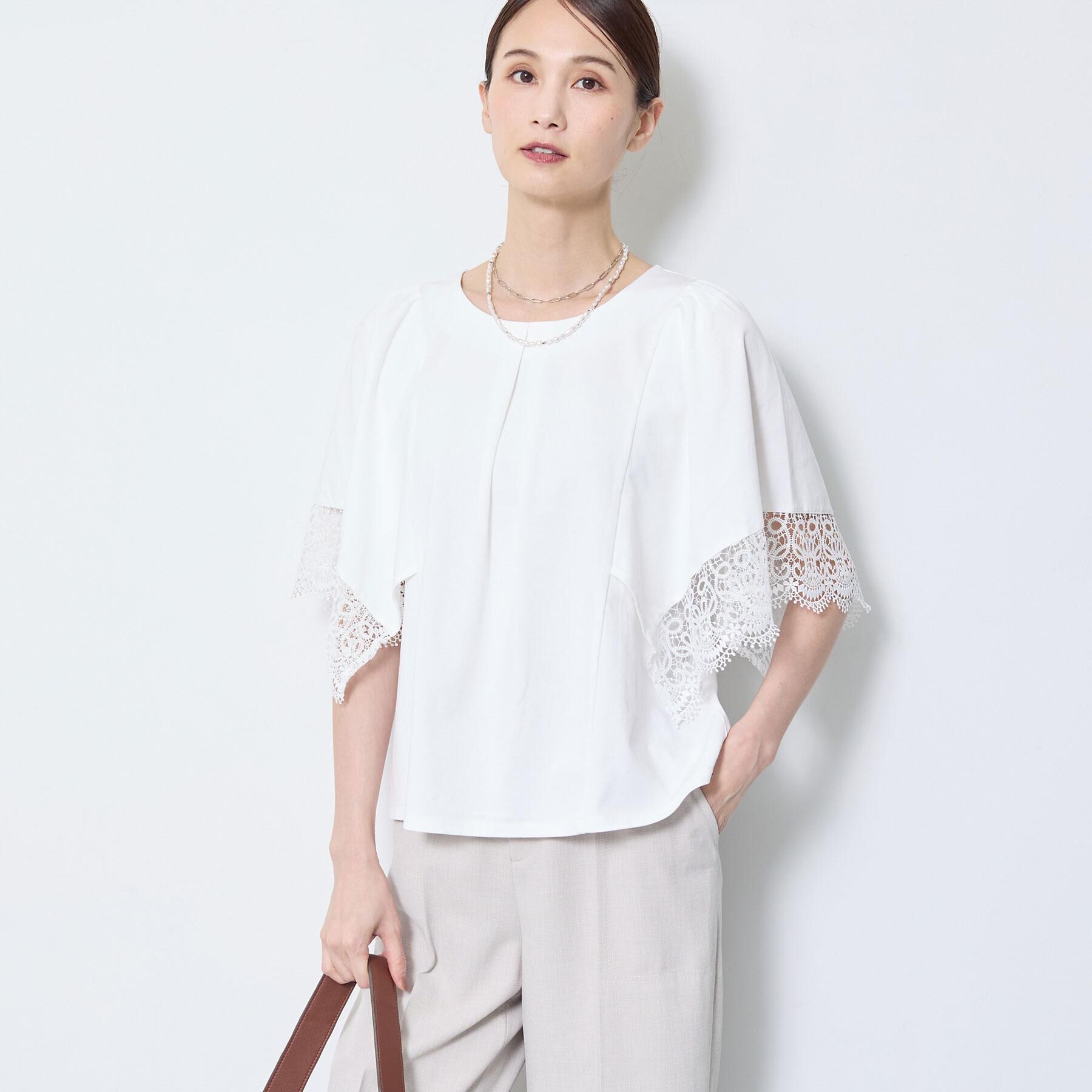 Reflect「【UVカット／接触冷感】レーススリーブジャージカットソー」|Tシャツ・カットソー|