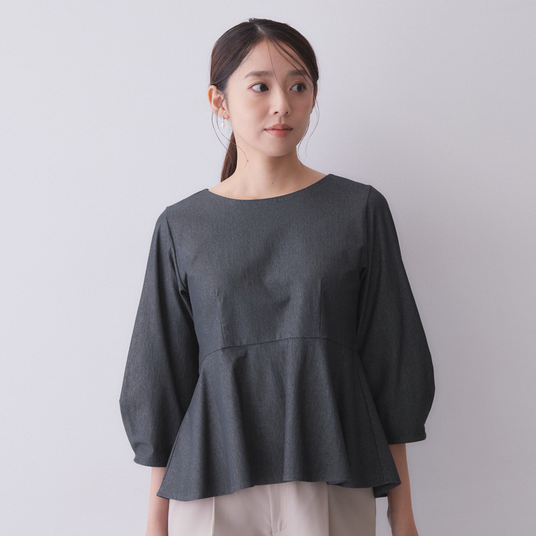 index「バックパール調ペプラムトップス【洗濯機OK】」|Tシャツ・カットソー|