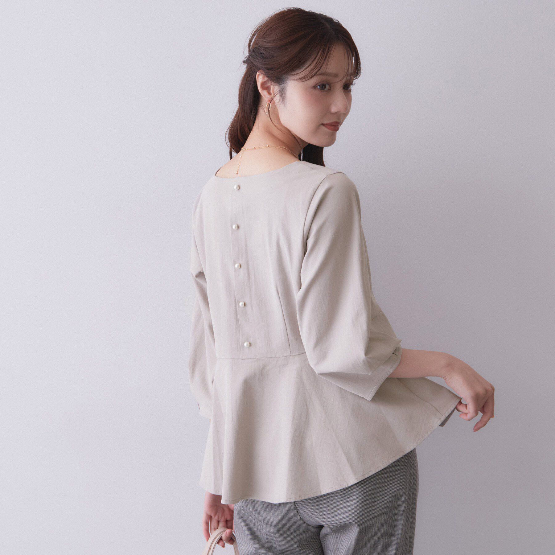 index「バックパール調ペプラムトップス【洗濯機OK】」|Tシャツ・カットソー|