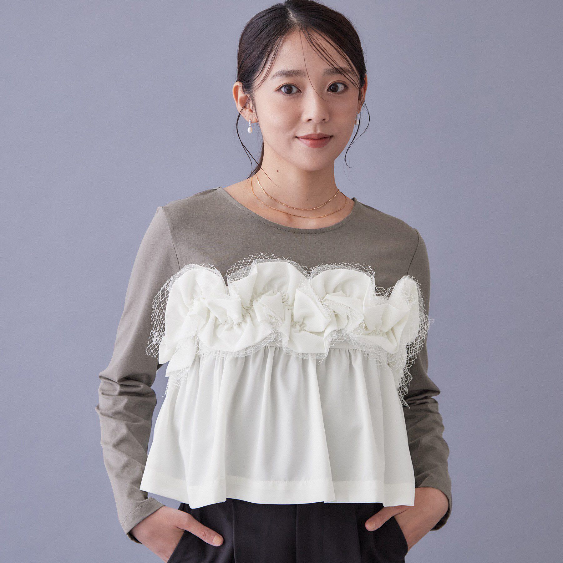 index「フリルぺプラムドッキングトップス【洗濯機OK】」|Tシャツ・カットソー|