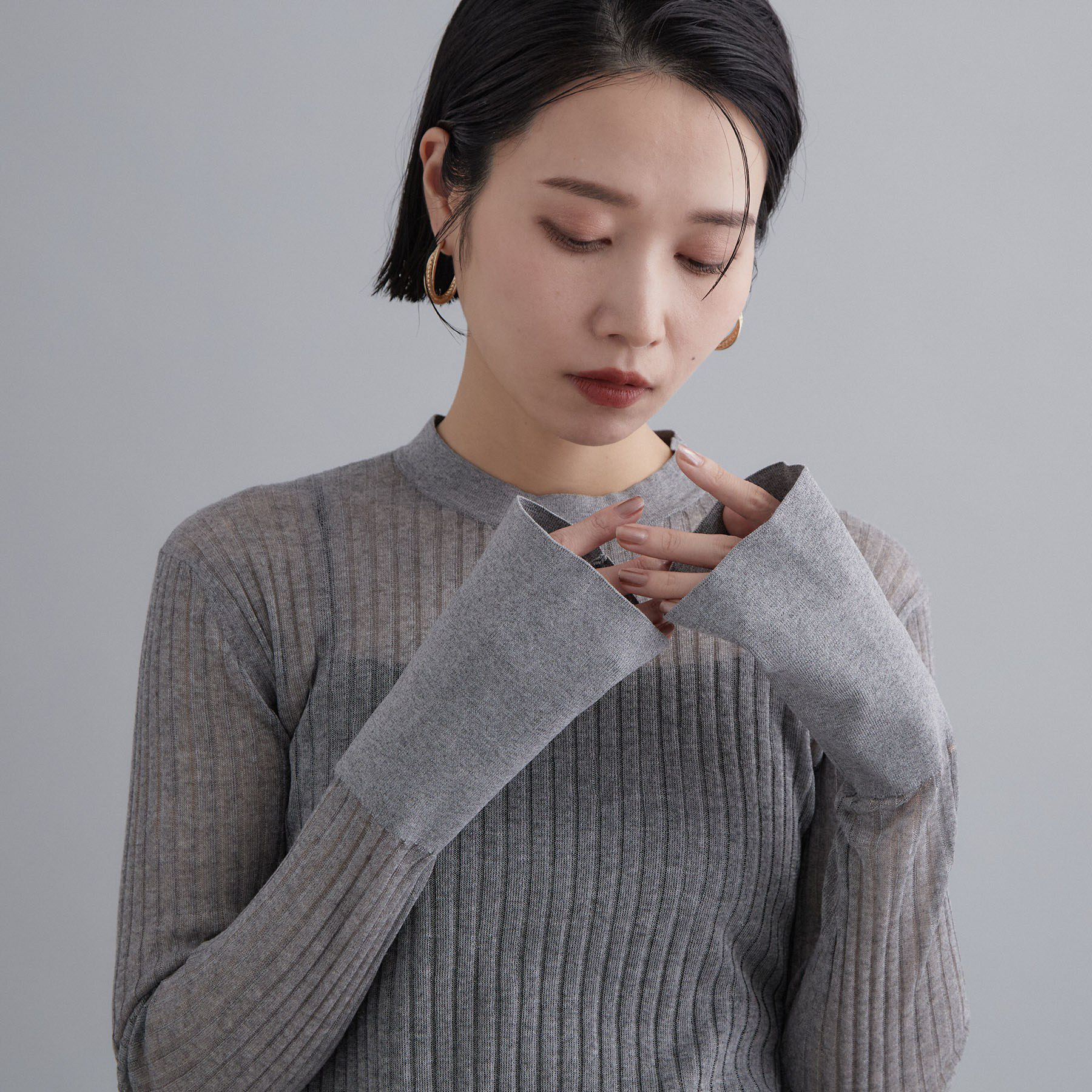 OPAQUE.CLIP「【es】 シアーワイドリブニット《洗濯機OK》」|ニット・セーター|
