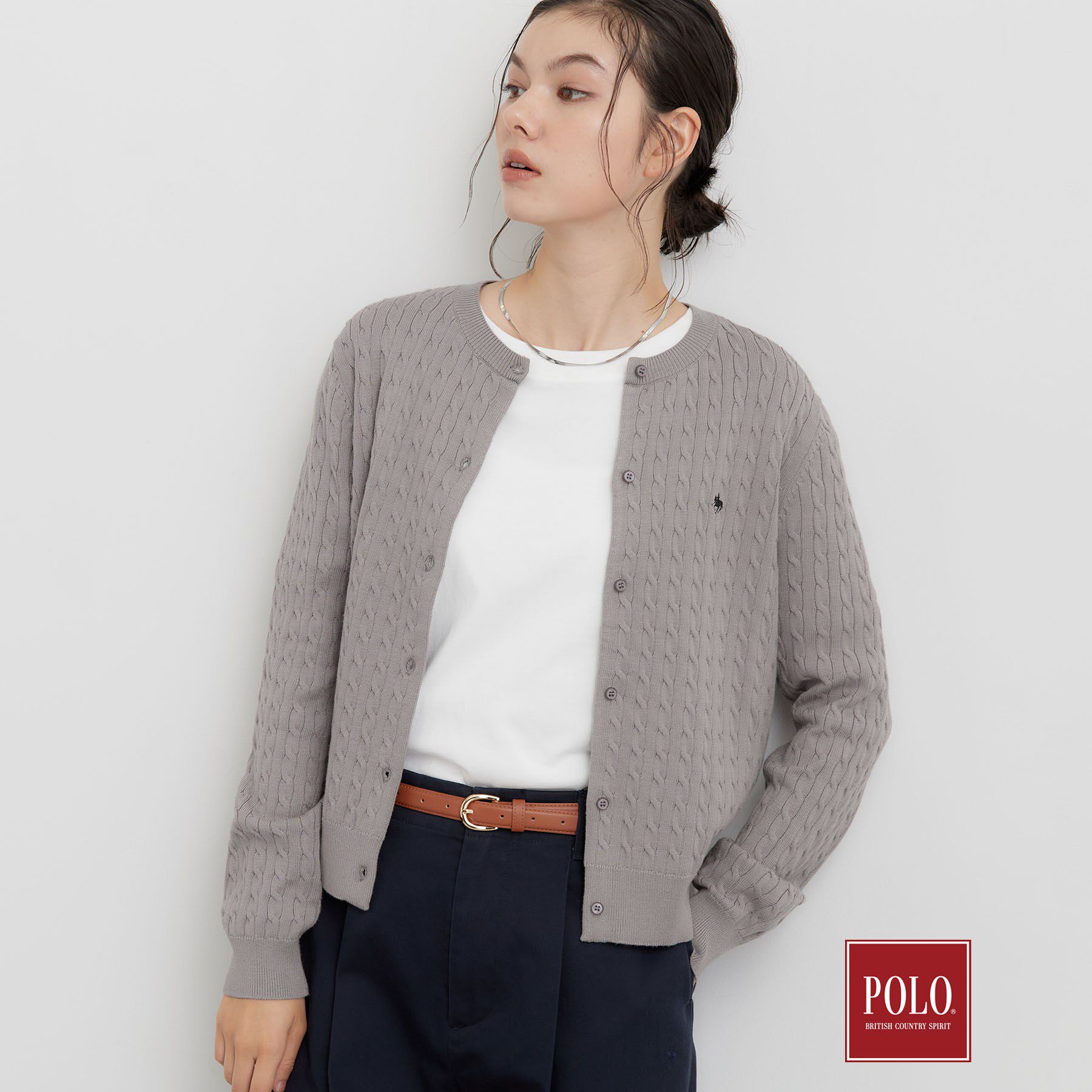 THE SHOP TK「POLO BCS/ケーブルクルーカーディガン」|カーディガン|