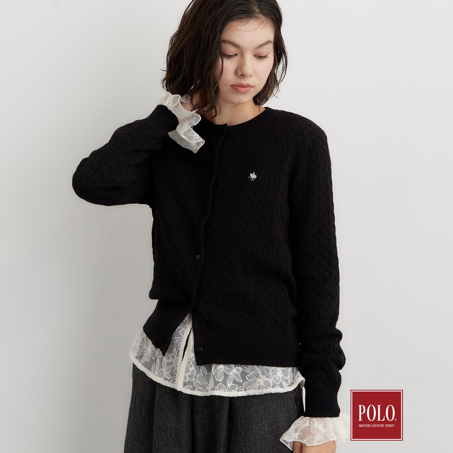 THE SHOP TK「POLO BCS/ケーブルクルーカーディガン」|カーディガン|