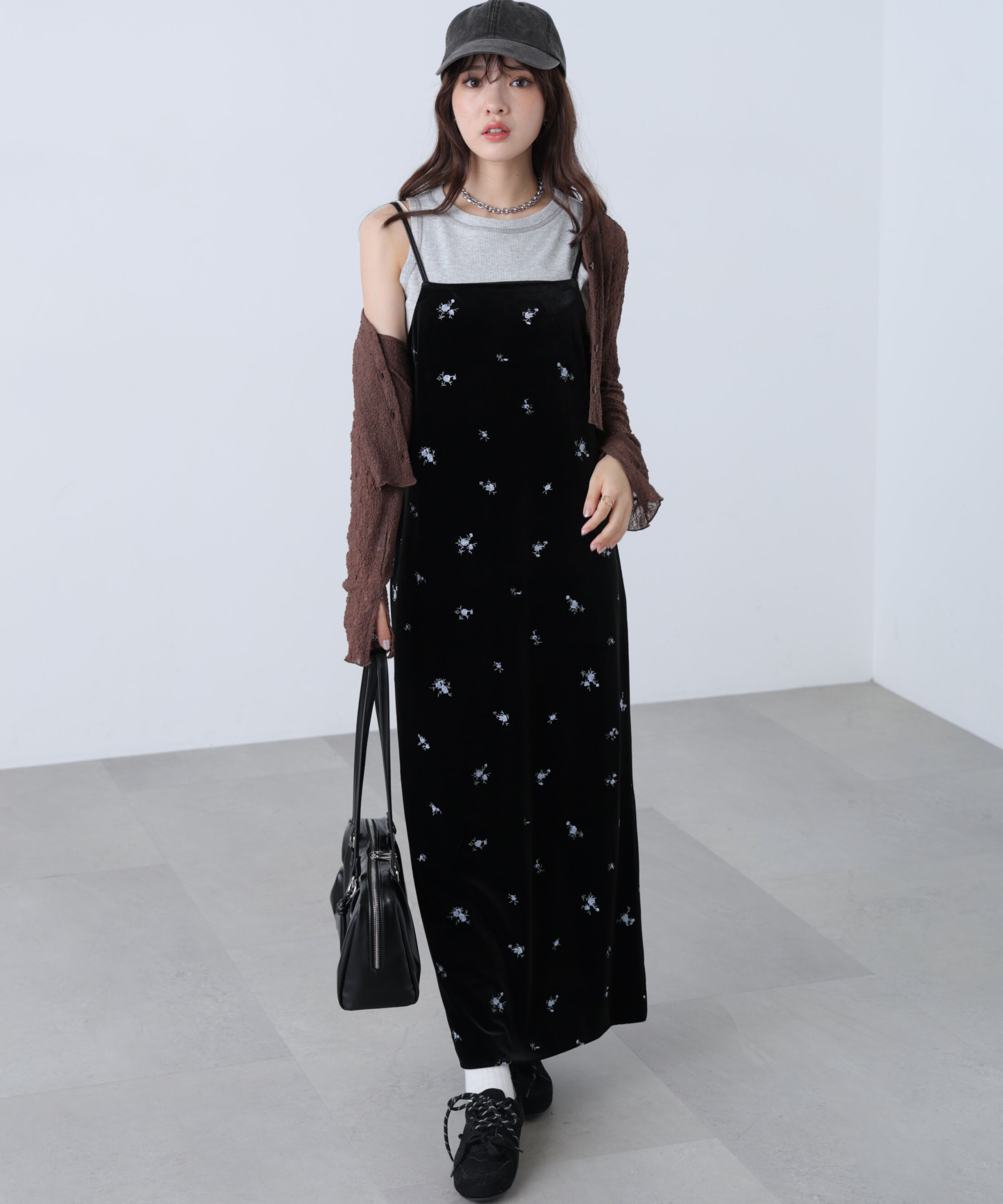  「2ストラップベロアキャミワンピース」|ワンピース|ブラックベー 1