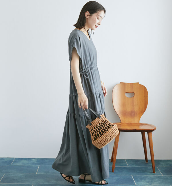 Doux archives「２ＷＡＹ　ドロストティアードワンピース」|ワンピース|CHARCOAL GRAY