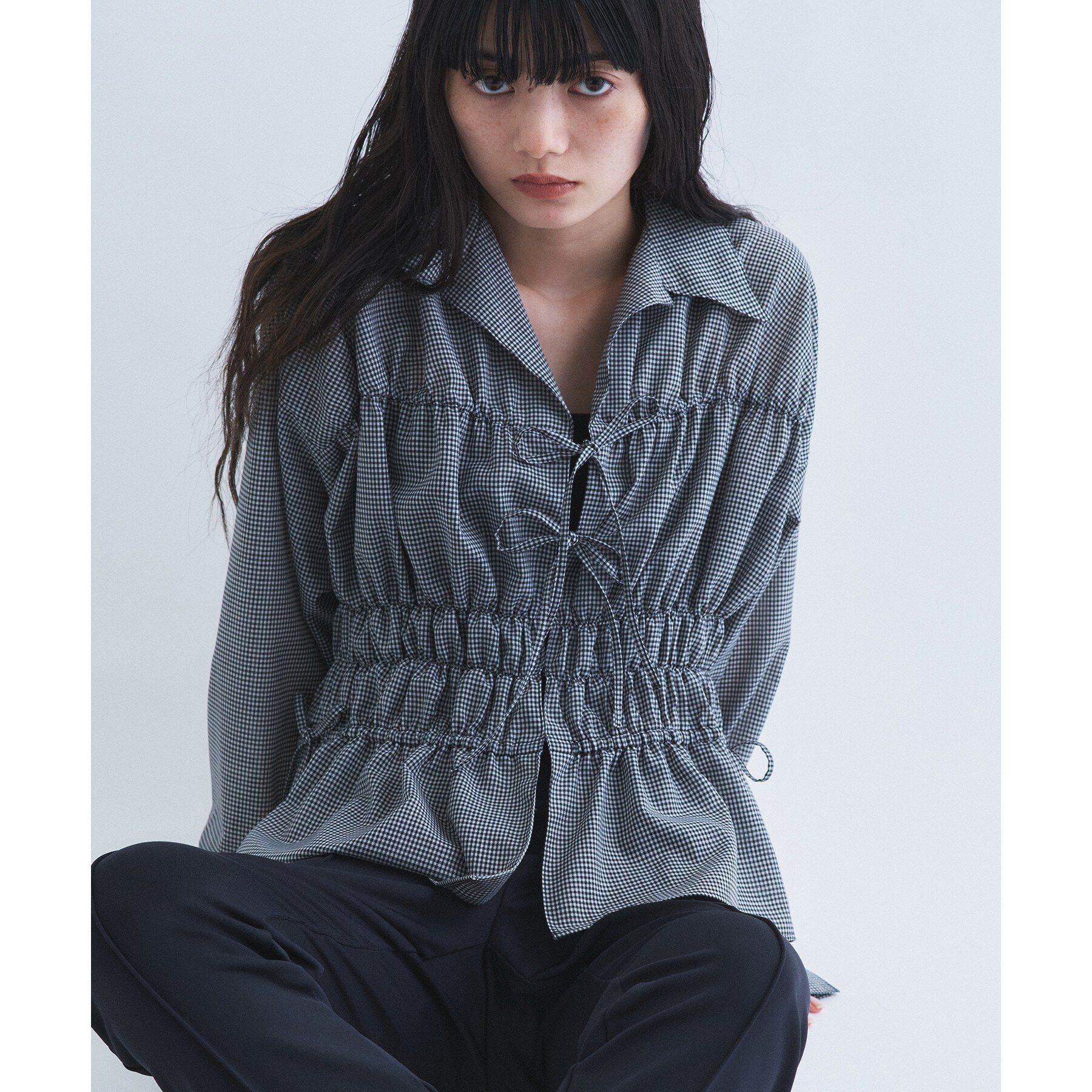 CODE A「light shirred check blouse」|シャツ・ブラウス|