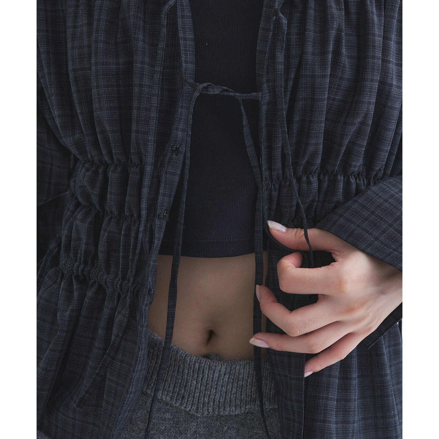 CODE A「light shirred check blouse」|シャツ・ブラウス|