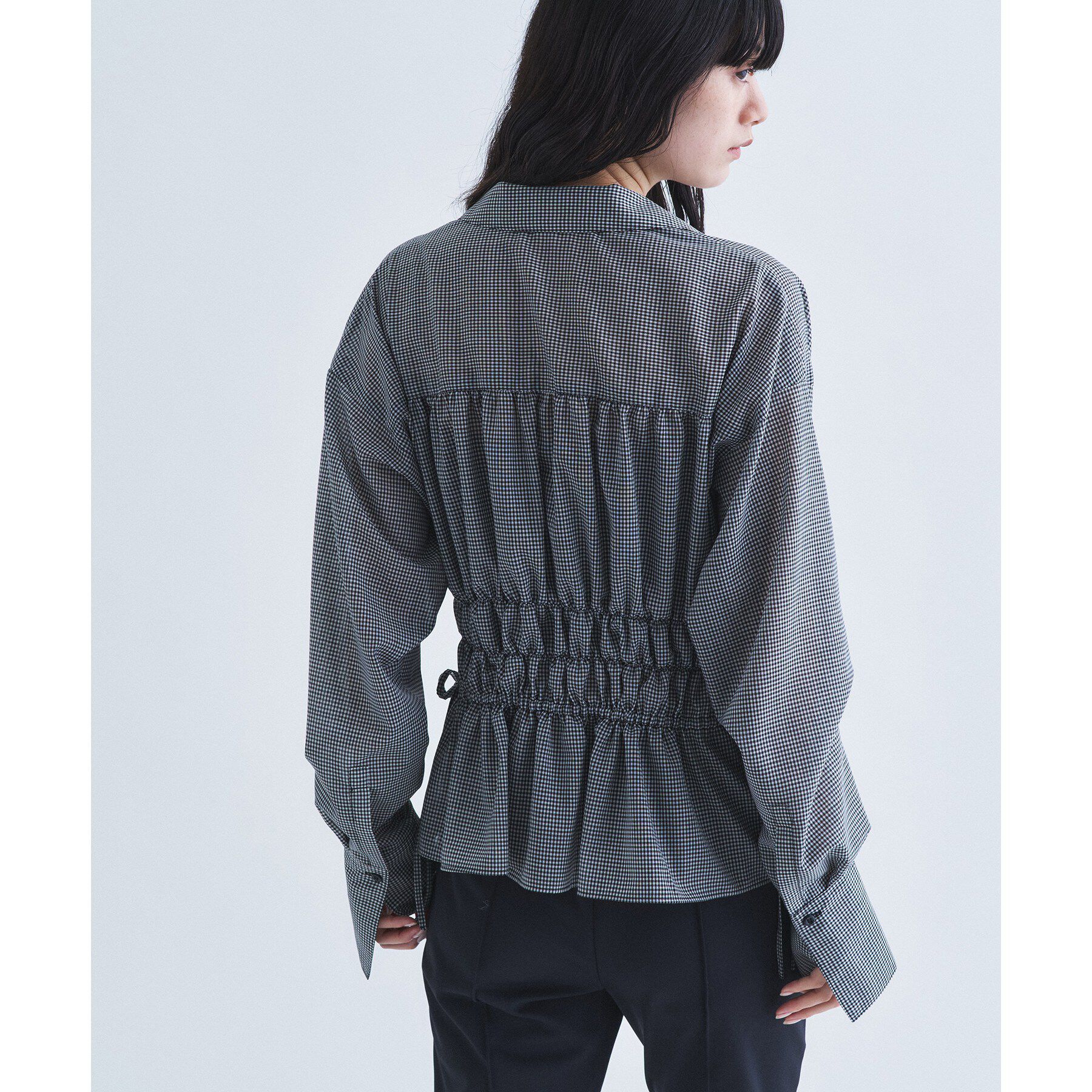 CODE A「light shirred check blouse」|シャツ・ブラウス|