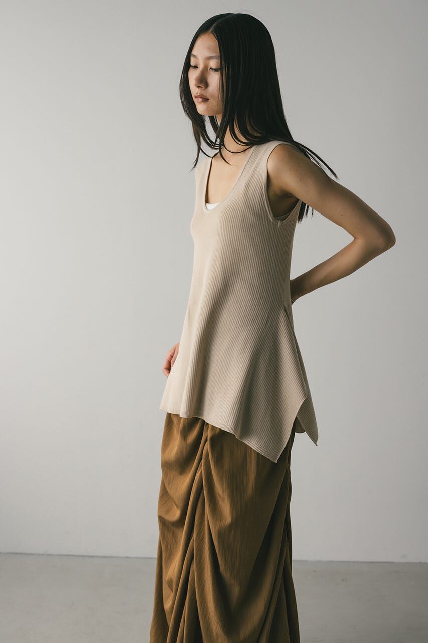 STYLEMIXER「ヘムアシンメトリーニットトップ」|タンクトップ|BEG