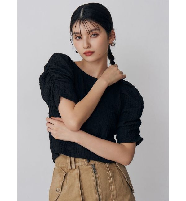 MURUA「シャーリングハーフトップス」|Tシャツ・カットソー|