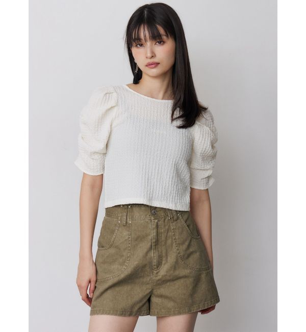 MURUA「シャーリングハーフトップス」|Tシャツ・カットソー|