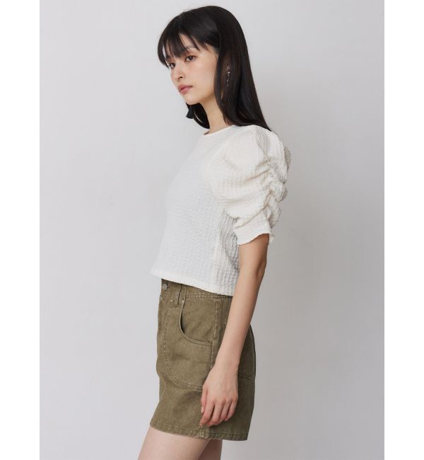 MURUA「シャーリングハーフトップス」|Tシャツ・カットソー|