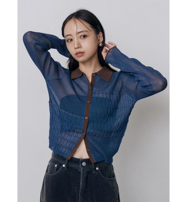 MURUA「スウィッチシアーポロニット」|ニット・セーター|ブルー