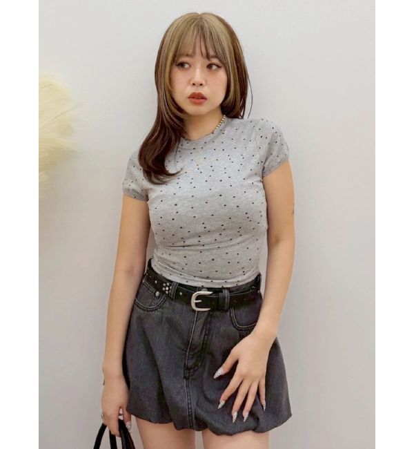 EVRIS「2WAYボウタイドットトップス」|Tシャツ・カットソー|グレー