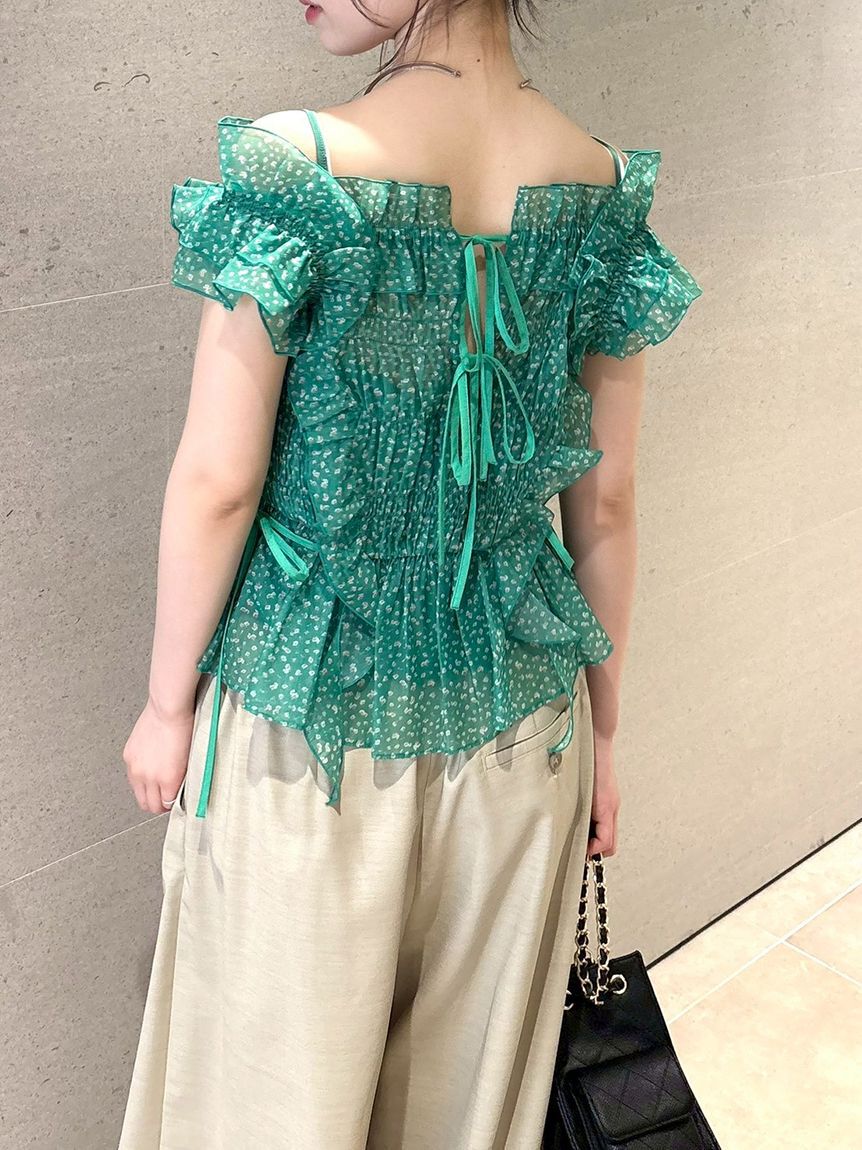 LILY BROWN「【WEB限定カラー】シャーリングレイヤーフリルトップス」|Tシャツ・カットソー|