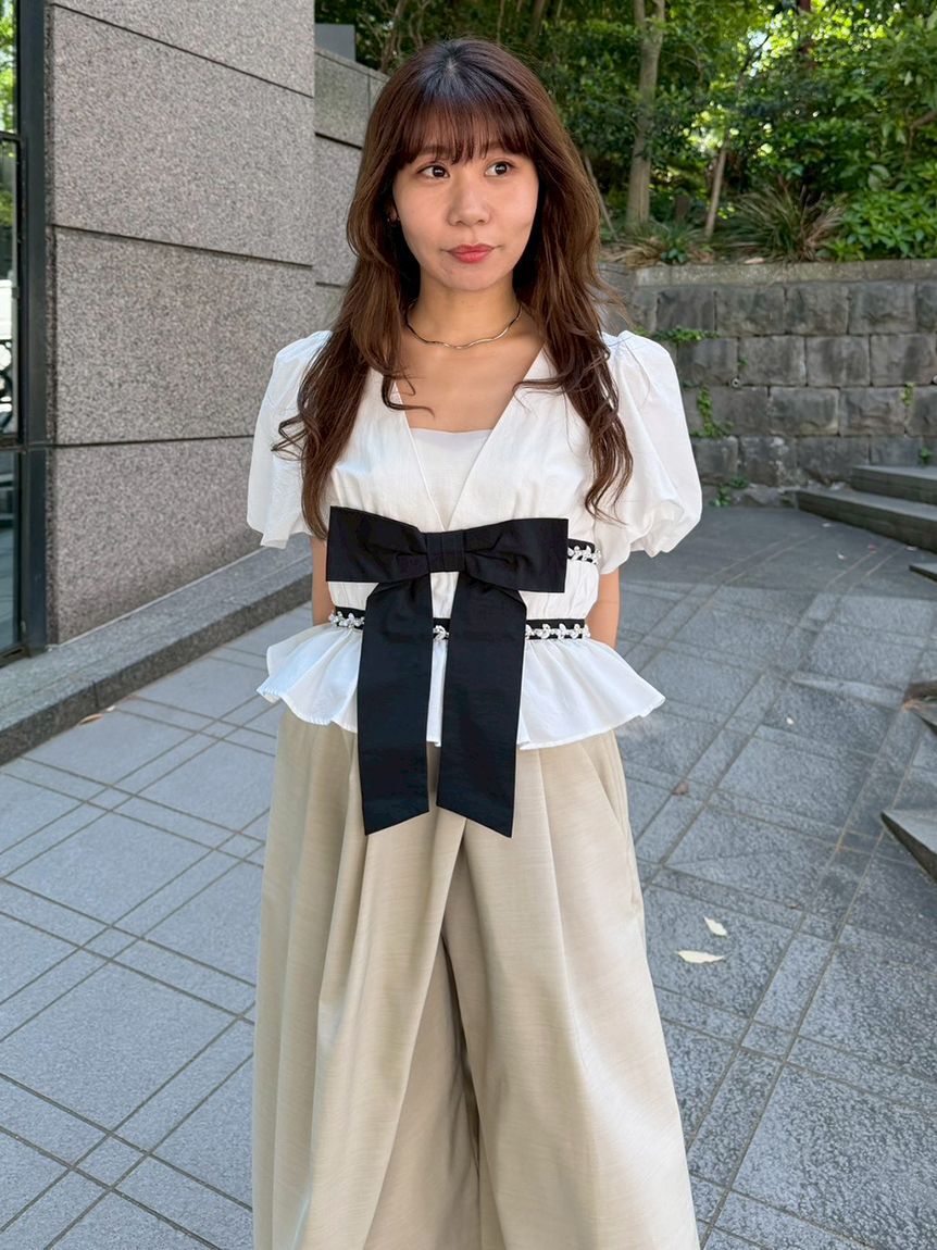 LILY BROWN「[L.B CANDY STOCK]ペプラムリボントップス」|Tシャツ・カットソー|