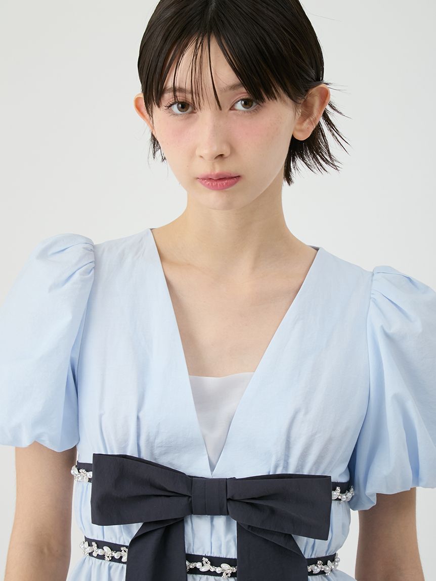 LILY BROWN「[L.B CANDY STOCK]ペプラムリボントップス」|Tシャツ・カットソー|