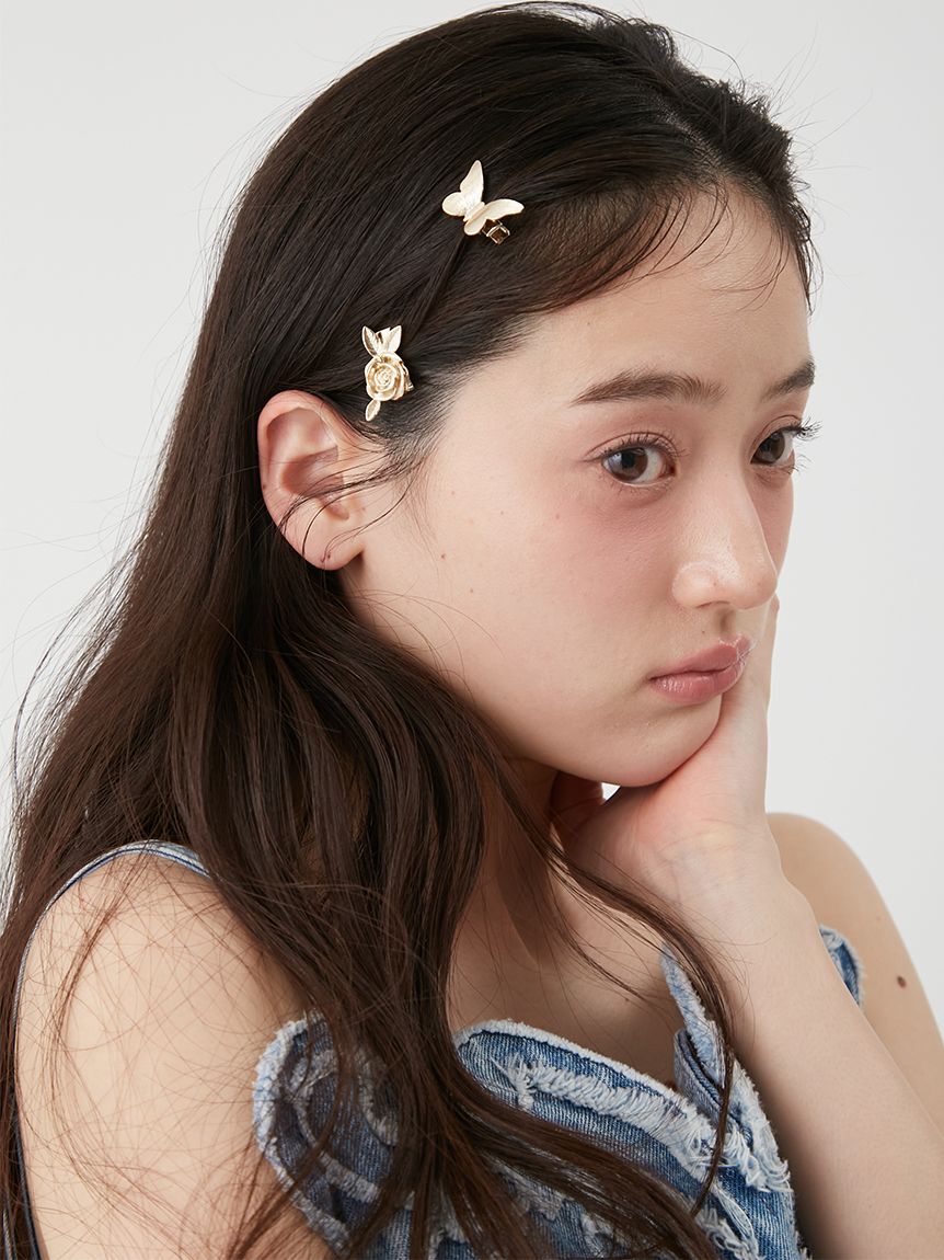 LILY BROWN「【LILY BROWN&times;ANNA SUI】バタフライ＆ローズヘアクリップセット」|ヘアバンド|