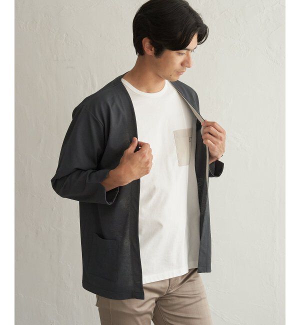 ikka「DRYメッシュバイカラー7分袖カーディガン」|カーディガン|