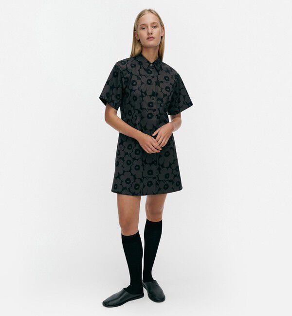 Marimekko「Seikkailu Mini Unikko ワンピース」|ワンピース|ﾌﾞﾗｯｸ&times;ﾀﾞｰｸｸﾞﾚｰ