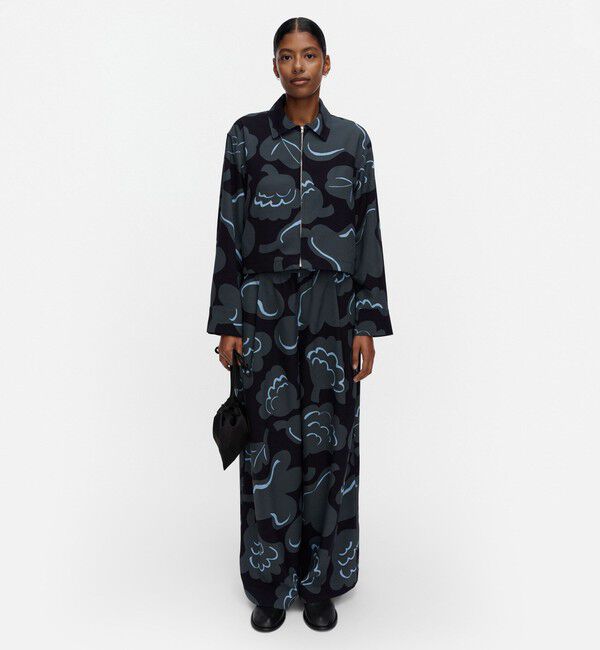 Marimekko「Polku Kukasta kukkaan パンツ」|チノ|ダークブルー&times;グレー